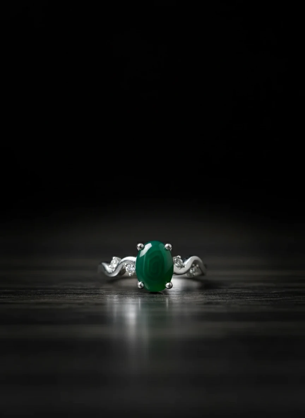 خرید انگشتر عقیق سبز زنانه از گالری نقره بقیع