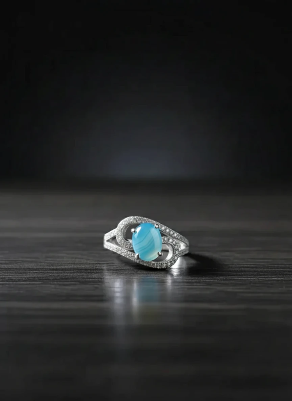 انگشتر نقره زنانه عقیق آبی