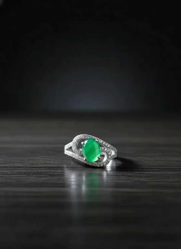 انگشتر نقره زنانه عقیق سبز