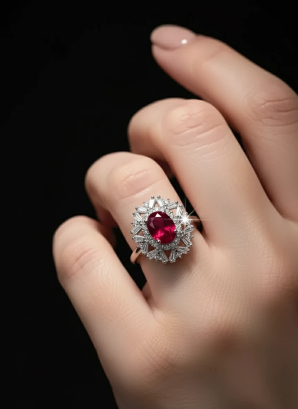 انگشتر نقره زنانه یاقوت سرخ