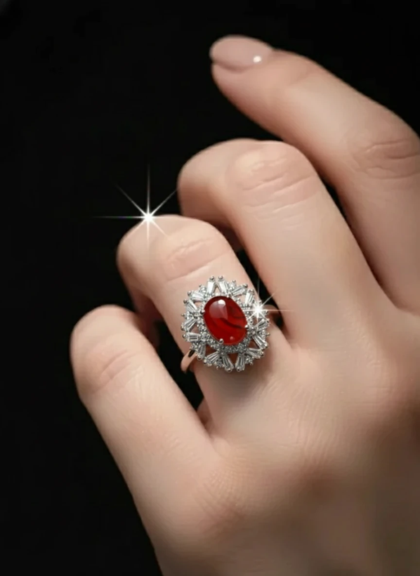 انگشتر نقره زنانه عقیق سرخ