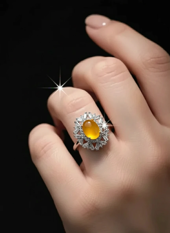 انگشتر نقره زنانه عقیق زرد