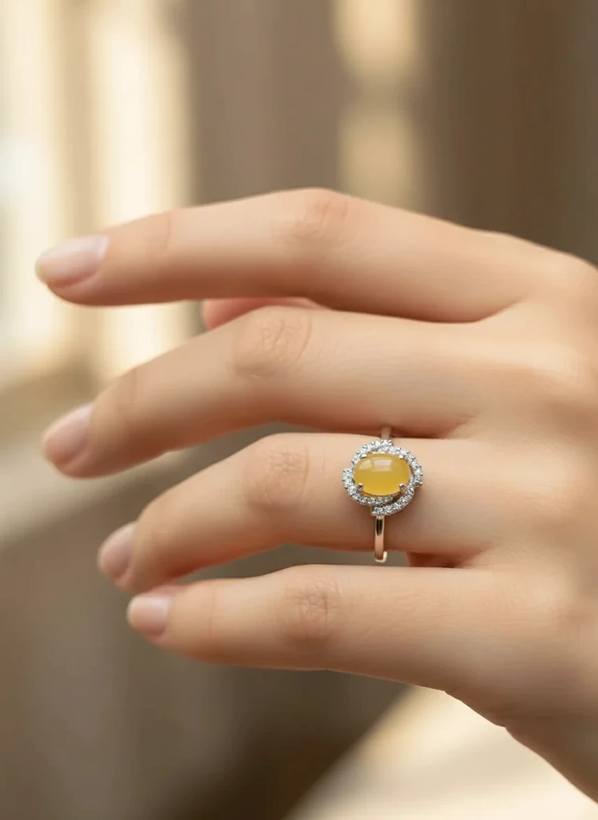 انگشتر نقره زنانه عقیق زرد