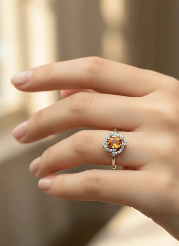 انگشتر نقره زنانه سیترین