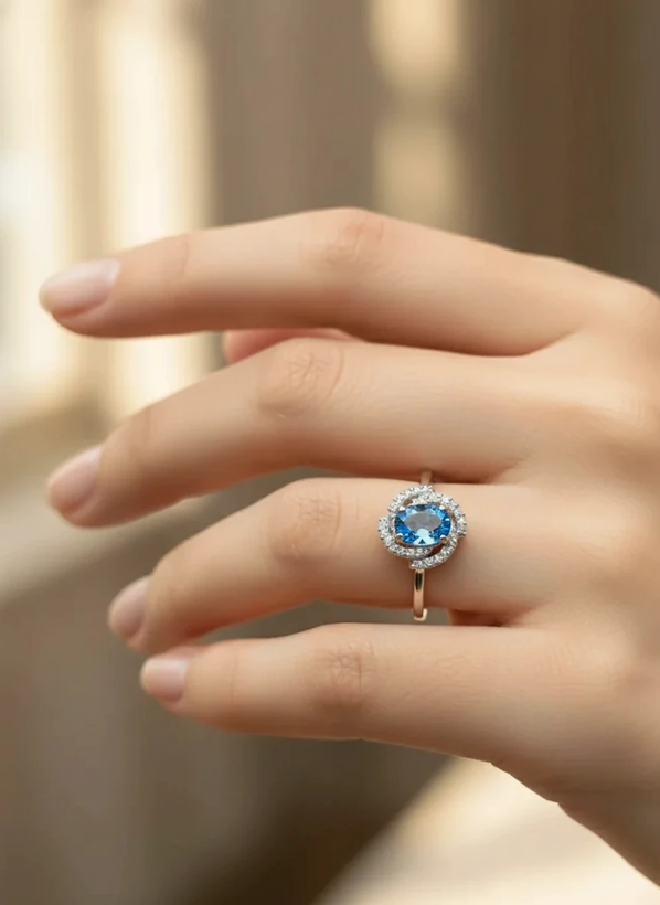 انگشتر نقره زنانه توپاز