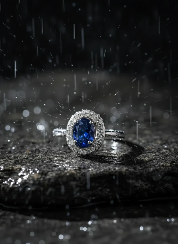 انگشتر نقره زنانه یاقوت کبود