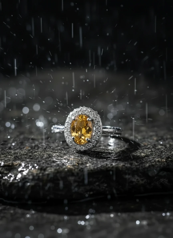 انگشتر نقره زنانه سیترین