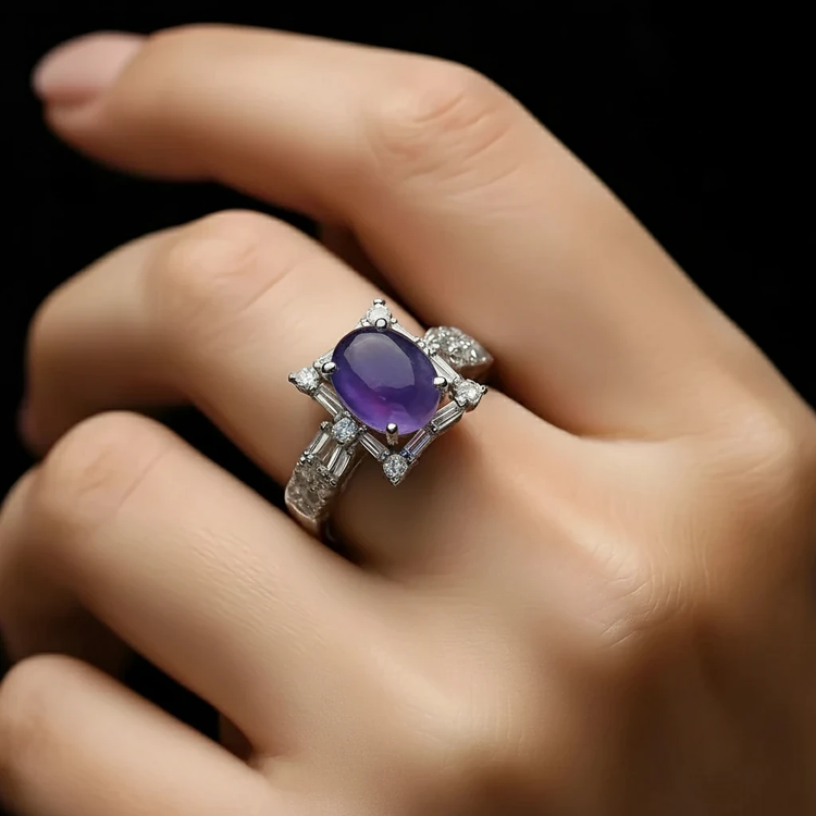 انگشتر نقره زنانه عقیق کبود یمن