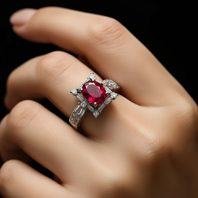 انگشتر نقره زنانه یاقوت سرخ