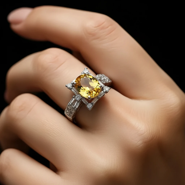 انگشتر نقره زنانه سیترین