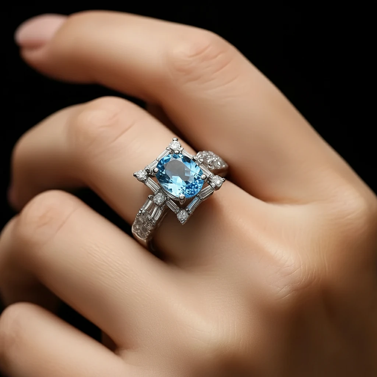 انگشتر نقره زنانه توپاز