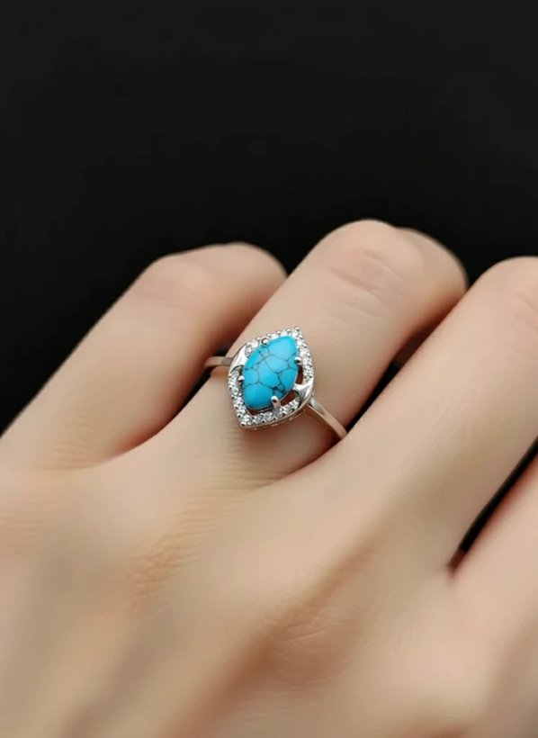 انگشتر نقره زنانه فیروزه نیشابور