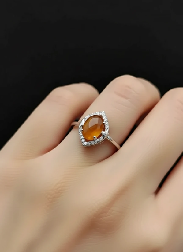 انگشتر نقره زنانه عقیق پرتغالی یمن