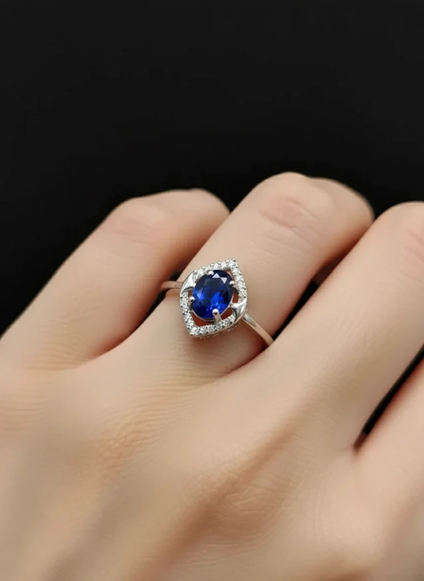 انگشتر نقره زنانه یاقوت کبود