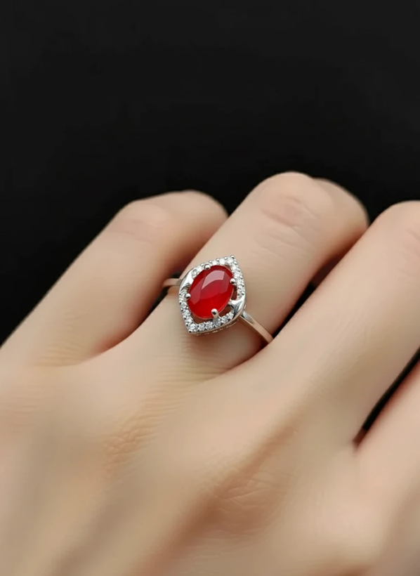 انگشتر نقره زنانه عقیق سرخ