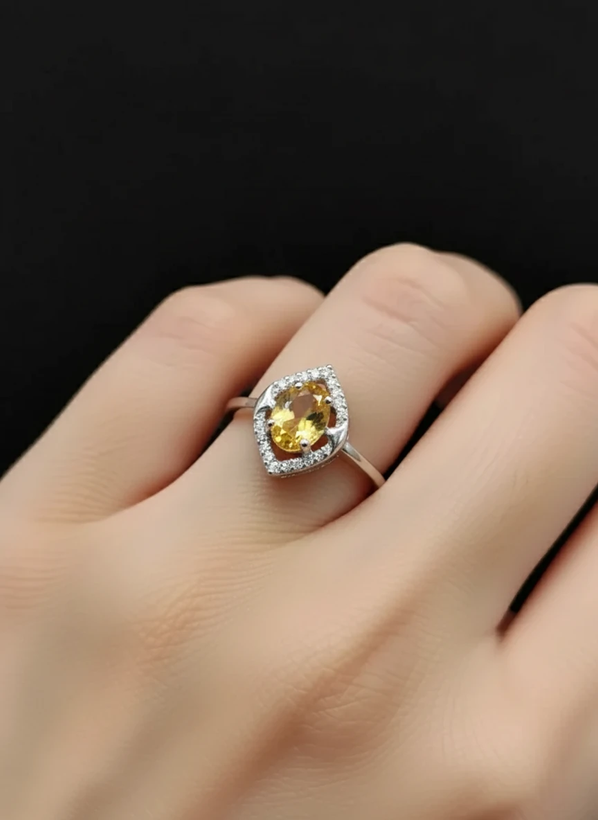 انگشتر نقره زنانه سیترین