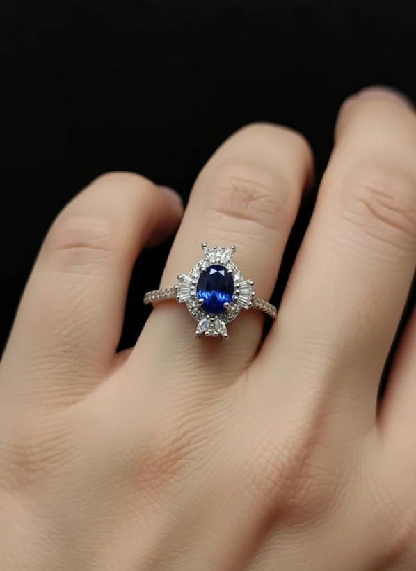 انگشتر نقره زنانه یاقوت کبود