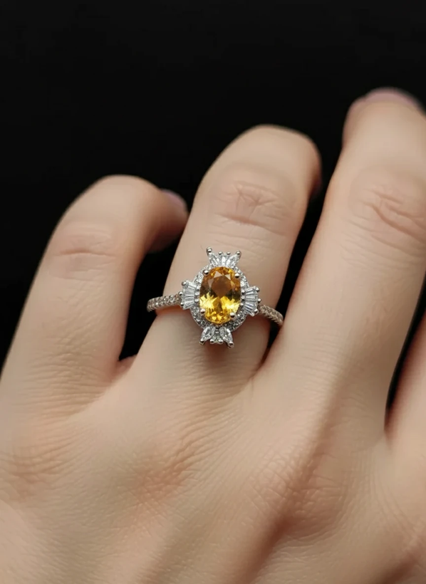 انگشتر نقره زنانه سیترین