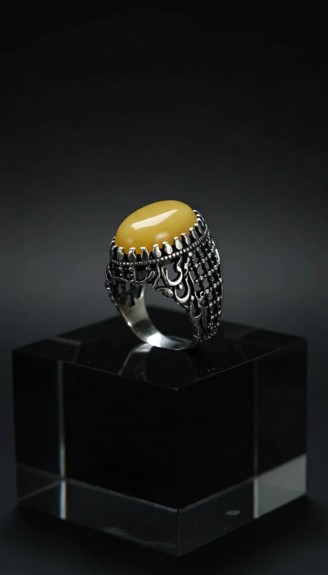 انگشتر مردانه عقیق زرد