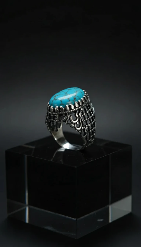 انگشتر فیروزه نیشابور طرح رکاب فیلی