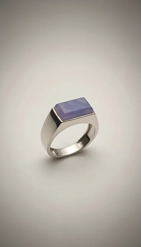 خرید انگشتر کپسولی نقره عیار ۹۲۵ با عقیق کبود یمن