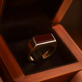 خرید انگشتر اسپرت کپسولی عقیق سرخ نقره عیار ۹۲۵