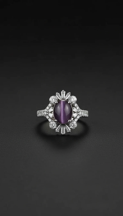 خرید انگشتر زنانه سنگ بنفش