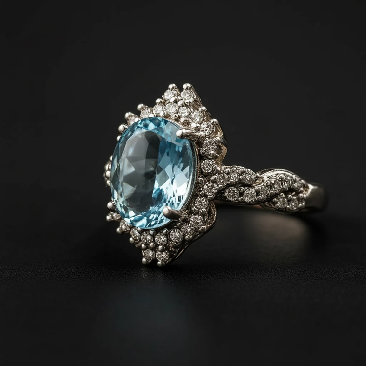 خرید انگشتر زنانه با سنگ توپاز سوئیس