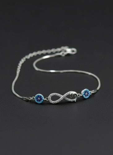 خرید دستبند زنانه طرح بینهایت و چشم نظر