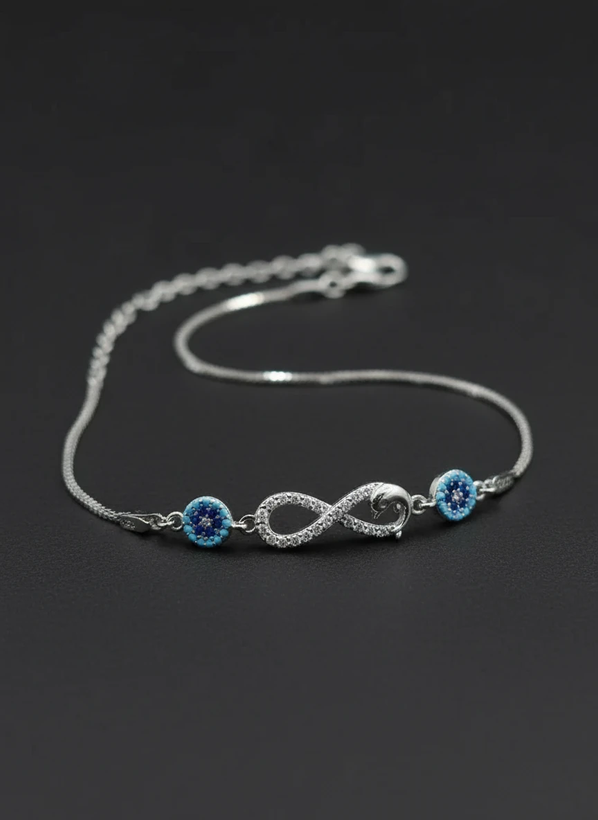 خرید دستبند زنانه طرح بینهایت و چشم نظر