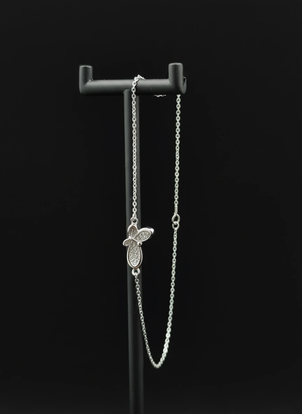 خرید دستبند زنانه نقره طرح پروانه