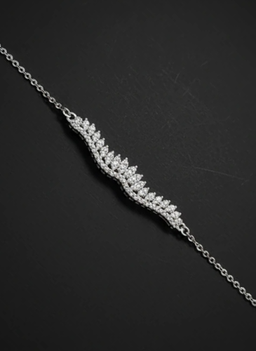 دستبند نقره زنانه عیار ۹۲۵ آبکاری رادیوم طرح تاج