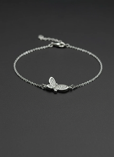 خرید دستبند زنانه نقره عیار ۹۲۵ آبکاری رادیوم