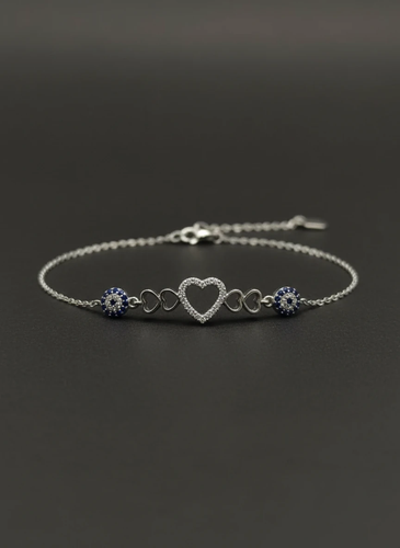 خرید دستبند نقره طرح قلب