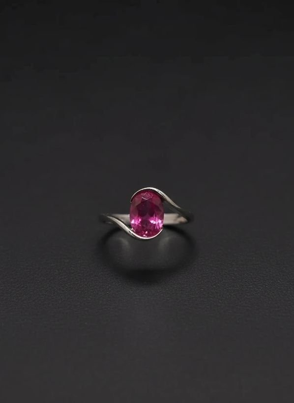 خرید انگشتر زنانه سنگ صورتی