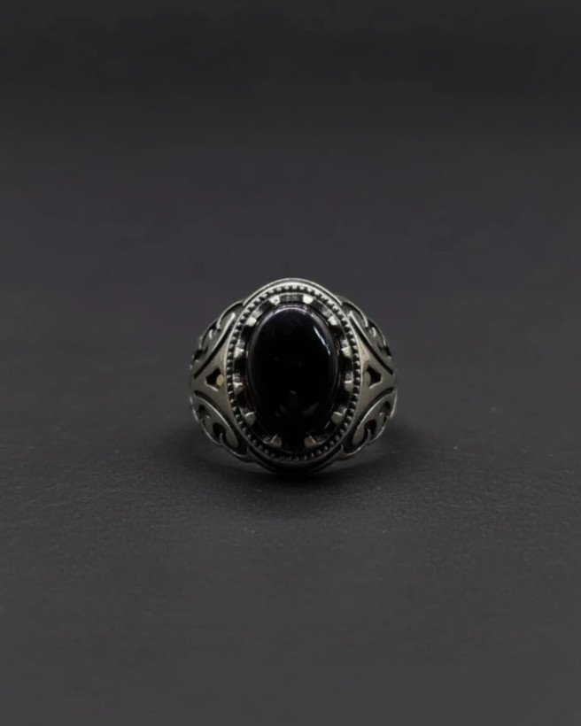 خرید انگشتر مردانه نقره عیار ۹۲۵ با سنگ عقیق