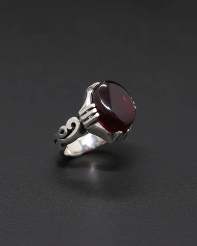 انگشتر مردانه طرح نجفی عقیق سرخ