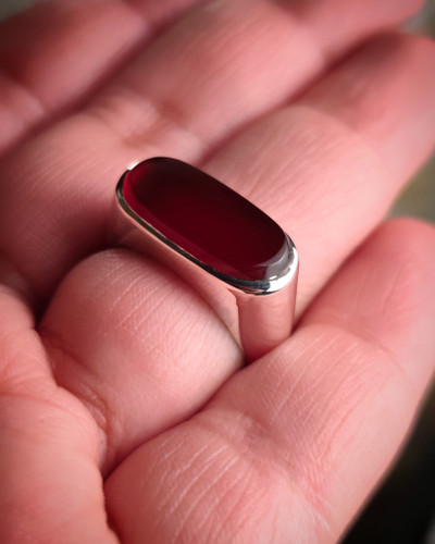 خرید انگشتر نقره با عقیق سرخ