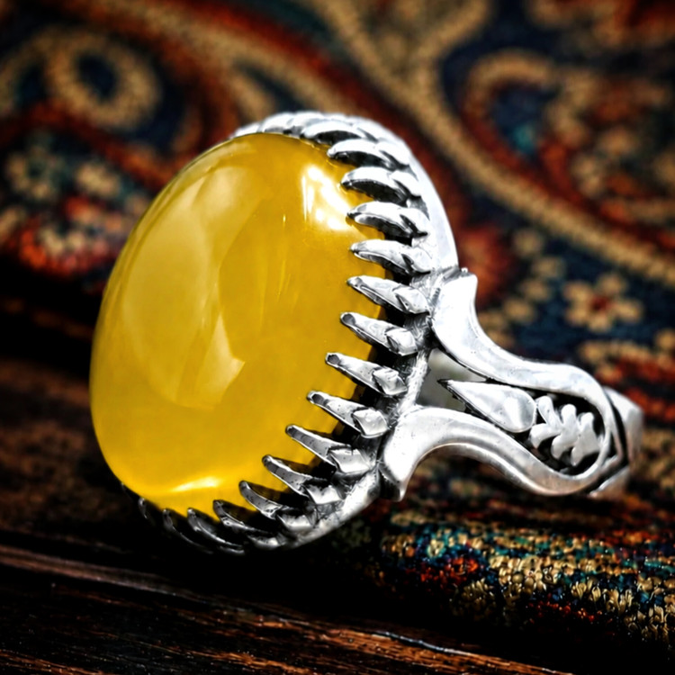 انگشتر نقره مردانه عیار 925 طرح سر نیزه ای