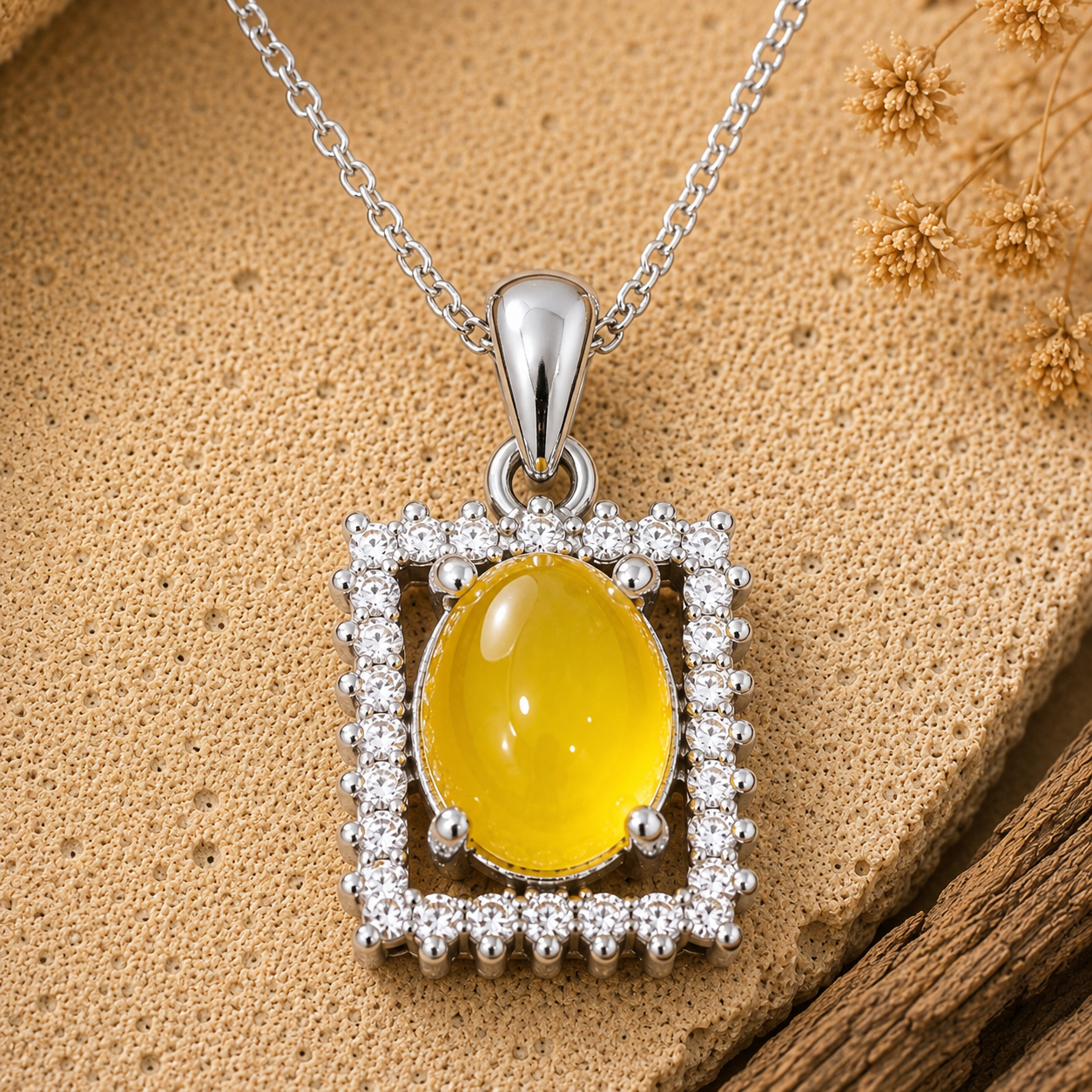 گردنبند نقره عقیق زرد کد AZ04