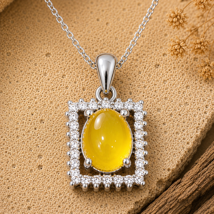 گردنبند نقره عقیق زرد کد AZ04