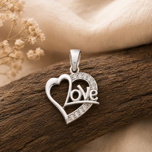 گردنبند نقره ۹۲۵ قلب Love نگیندار ✨❤️