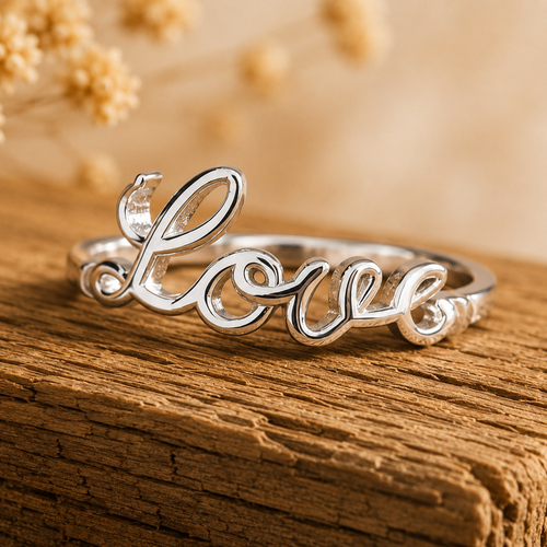 انگشتر نقره زنانه طرح Love کد Azm03