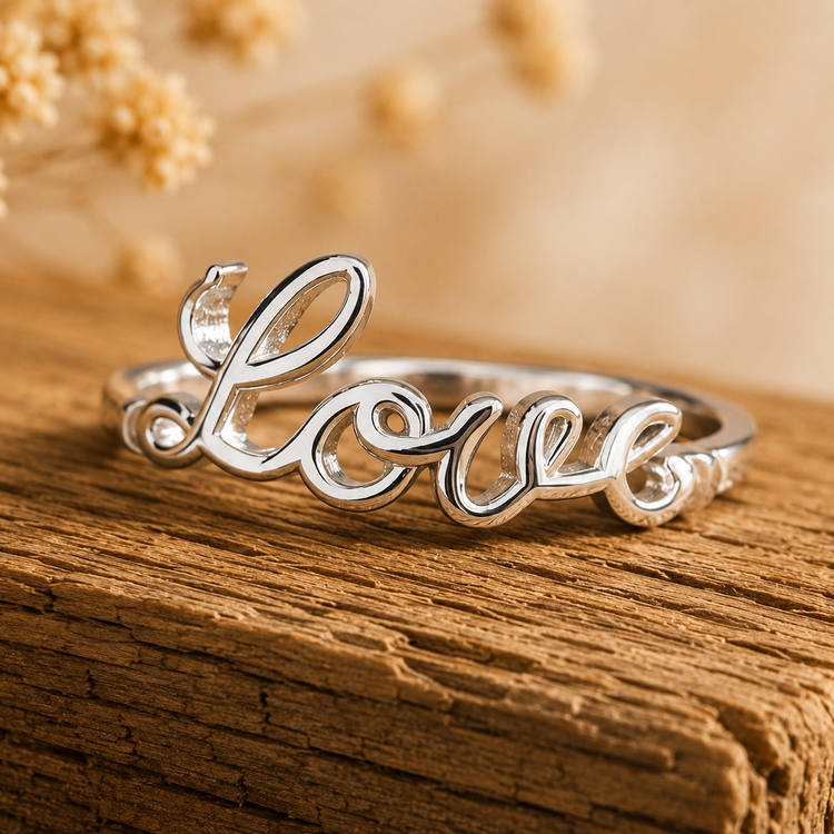 انگشتر نقره زنانه طرح Love کد Azm03