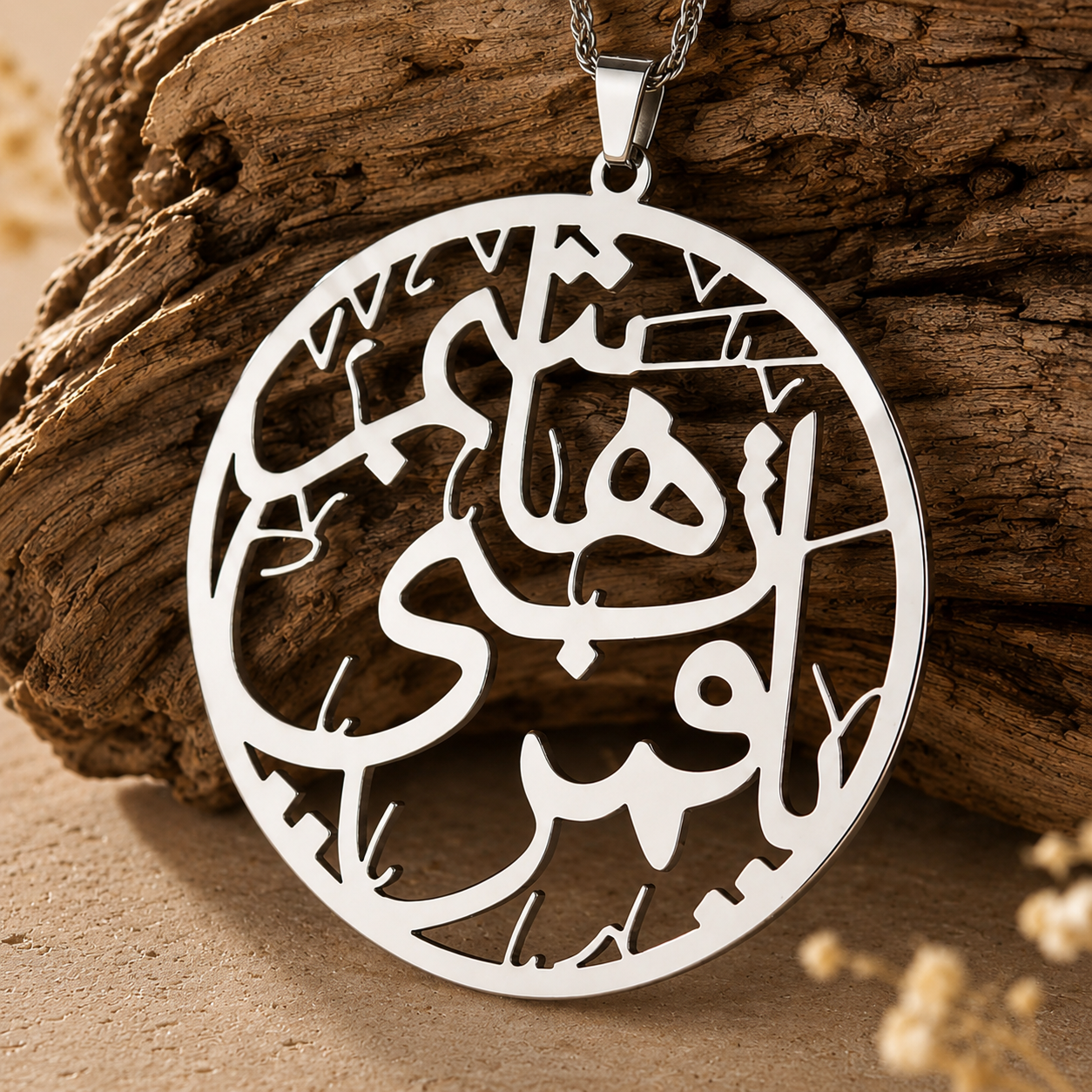 گردنبند استیل طرح یا قمر بنی هاشم | پلاک استیل ضد حساسیت