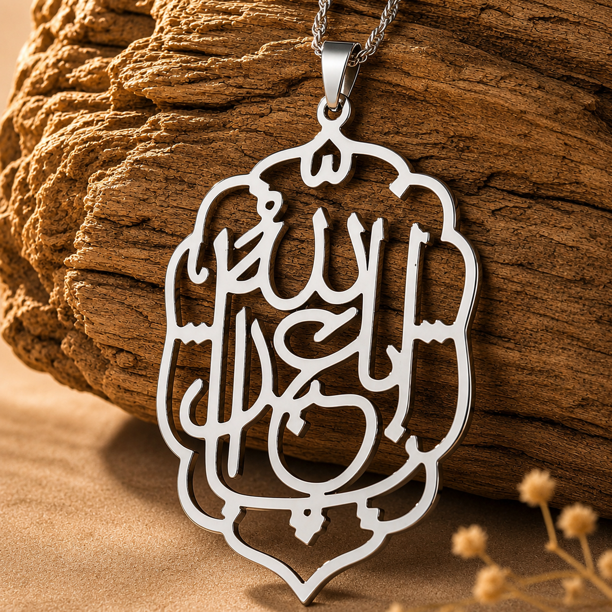 گردنبند استیل طرح یا اباعبد الله با زنجیر | پلاک استیل ضد حساسیت